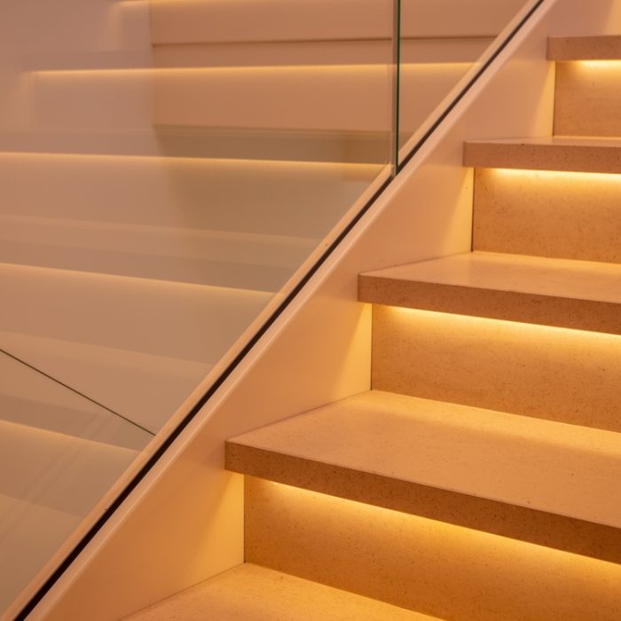 Part,Of,Stairs,In,Light,Marble,With,Bright,Leds,Below